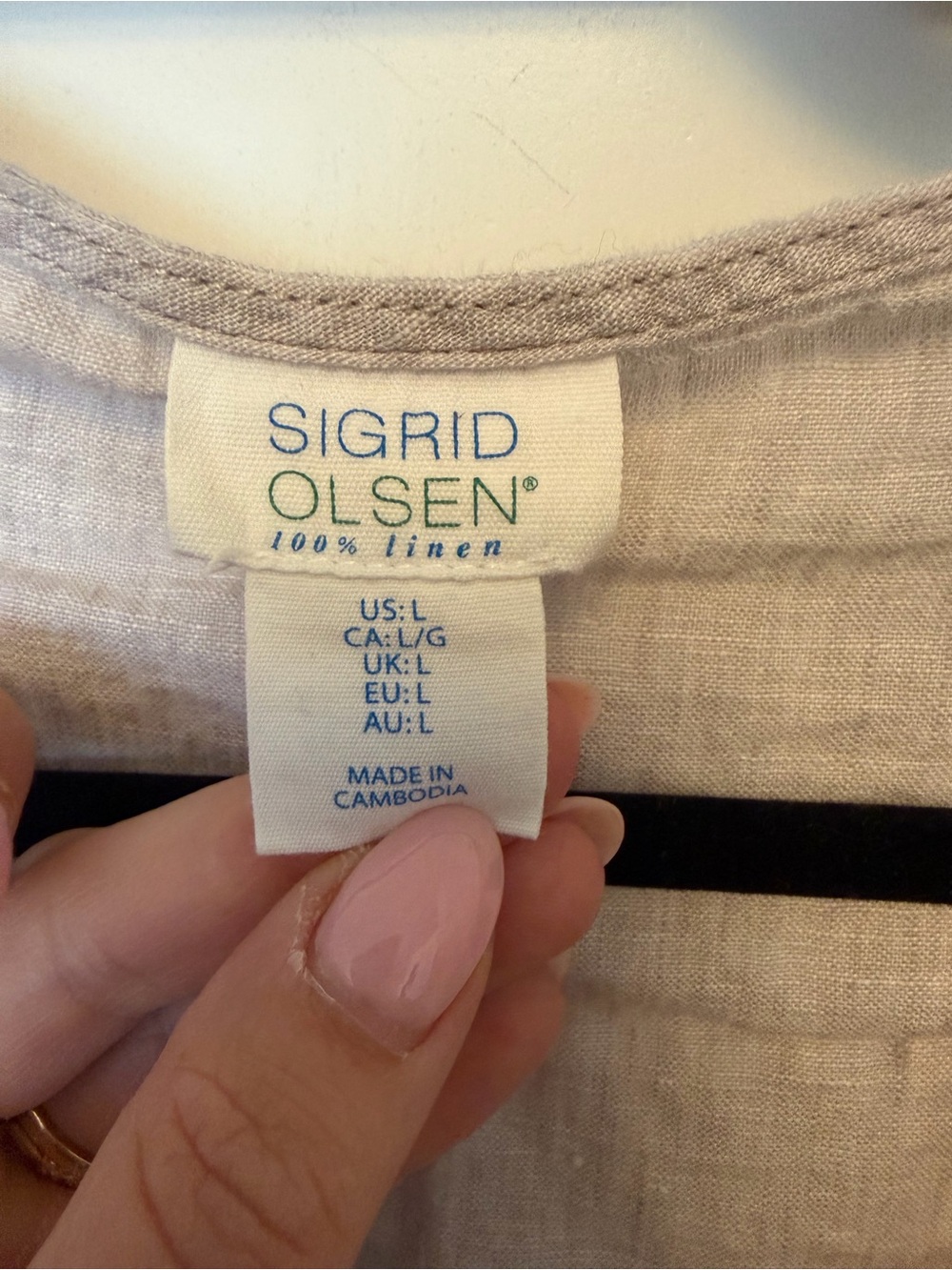 Sigrid Olsen 100% Linen Roll Tab Sleeve Button Down Top Lagenlook Pintuck Size L - Picture 4 of 4